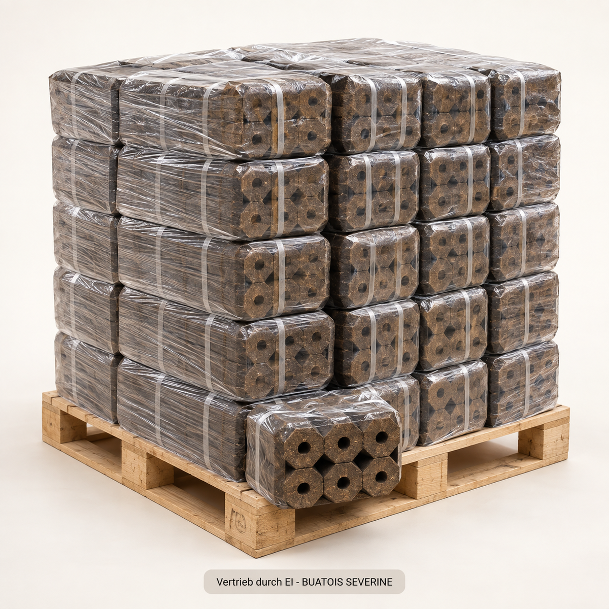 Pini-Kay Eichenholzbriketts 750 kg – Palette, Vertrieb durch EI - BUATOIS SEVERINE