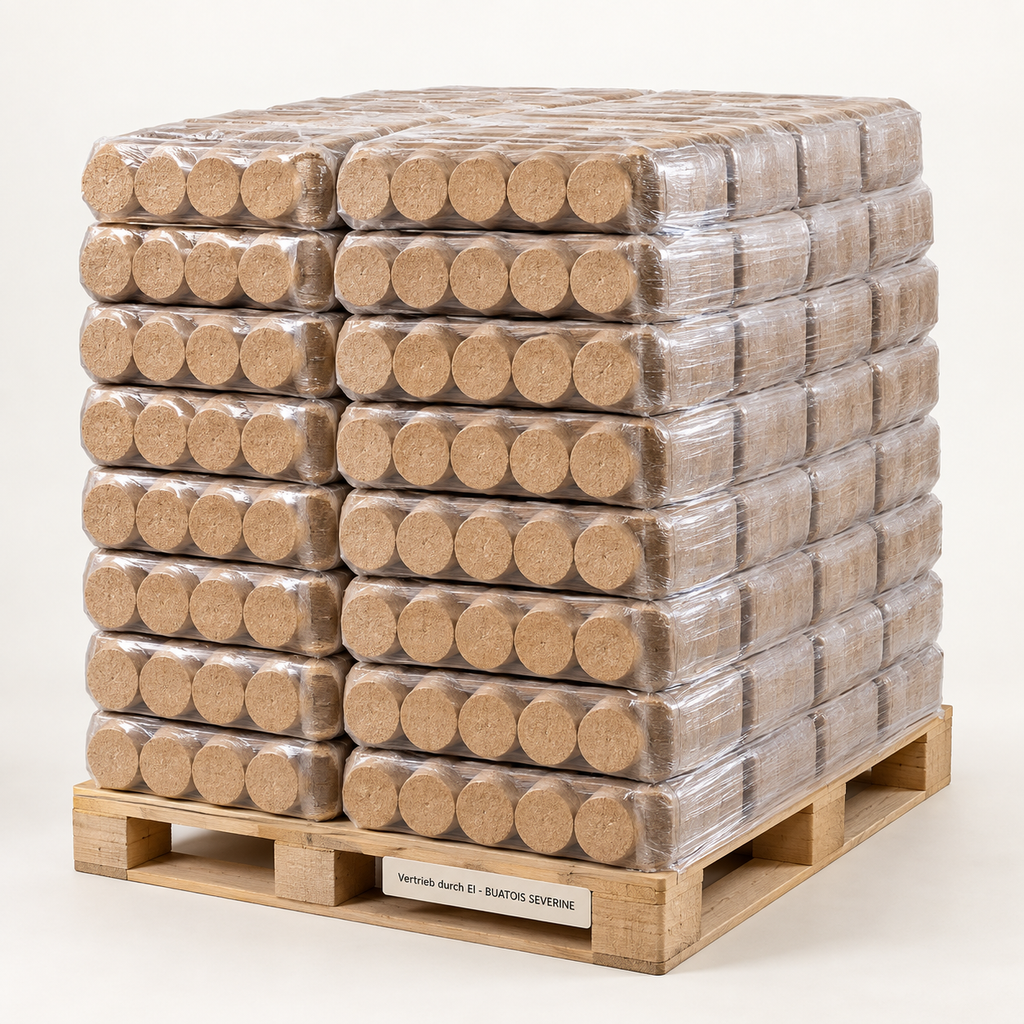 Nestro Buche-Eiche Holzbriketts 750 kg – Palette, Vertrieb durch EI - BUATOIS SEVERINE