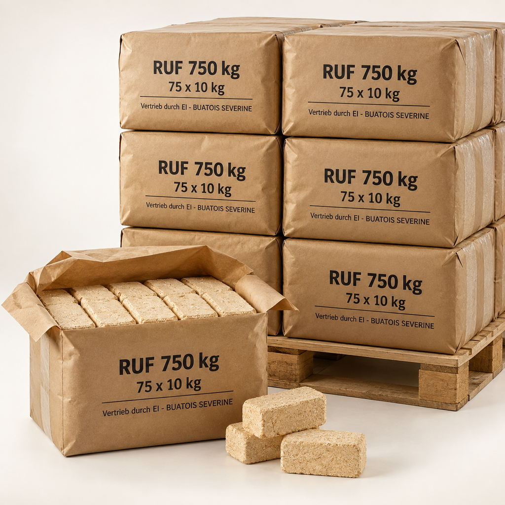 RUF Holzbriketts 750 kg – Verpackungseinheiten