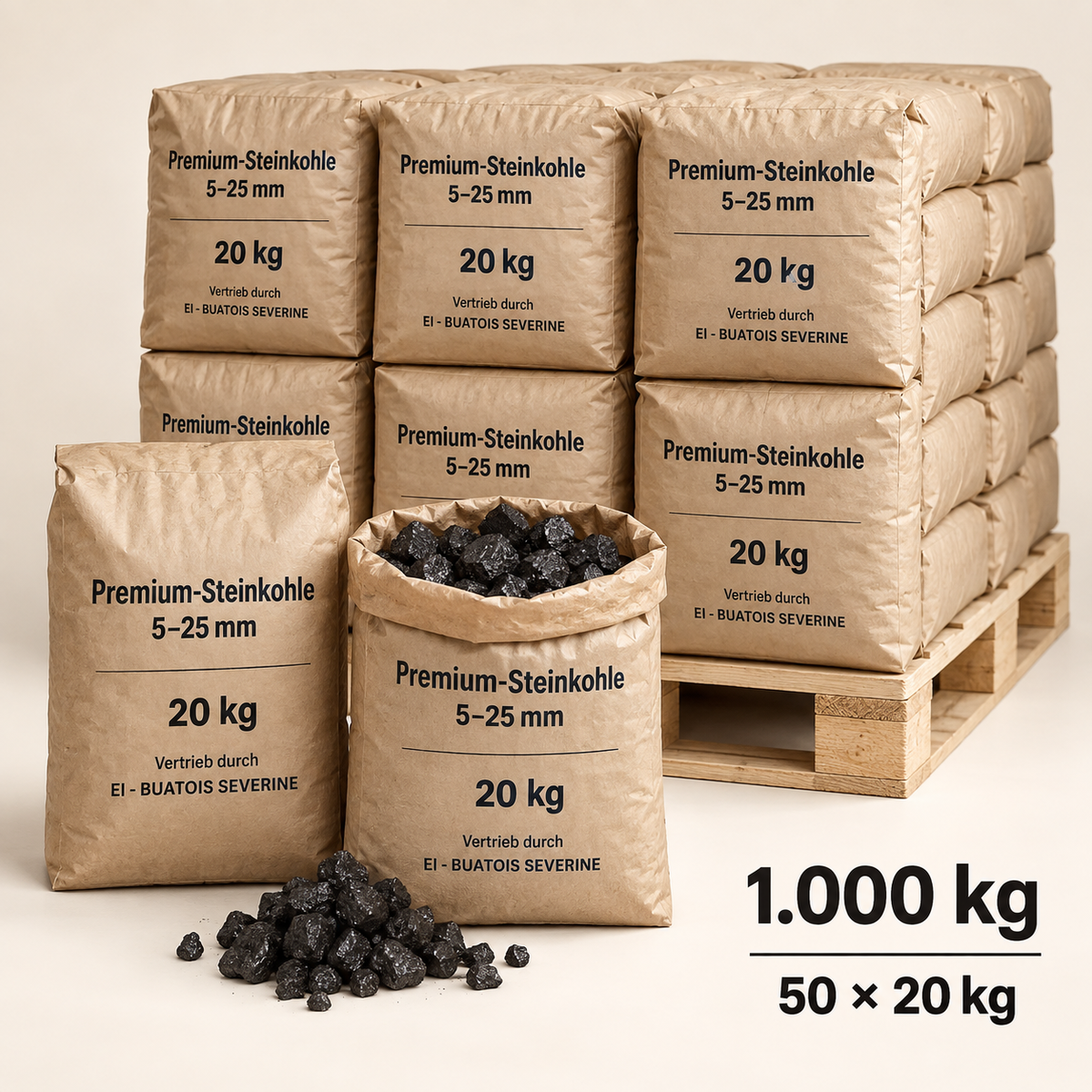 Premium-Steinkohle 5–25 mm – Palette 1.000 kg