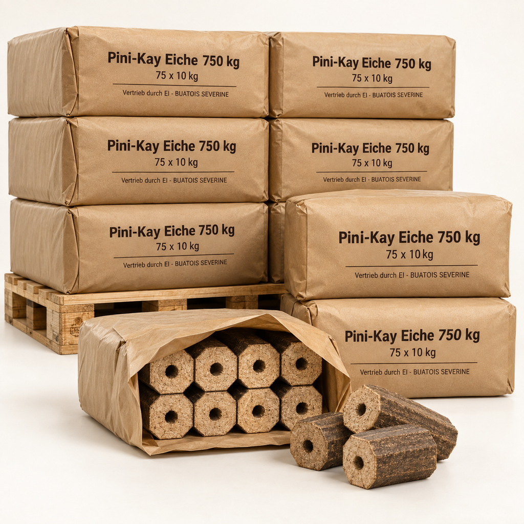 Pini-Kay Eichenholzbriketts 750 kg – Verpackungseinheiten