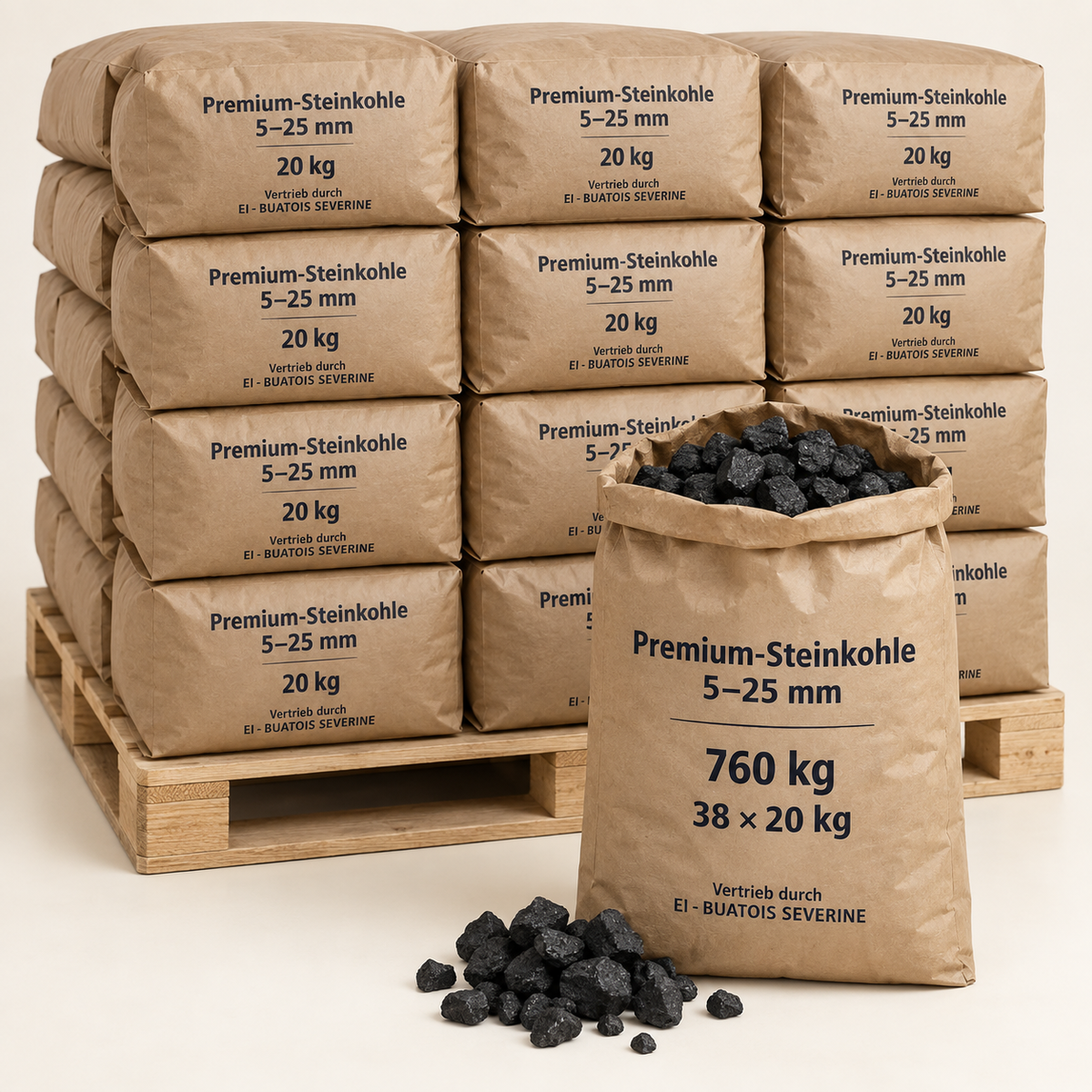 Premium-Steinkohle 5–25 mm – Palette 760 kg