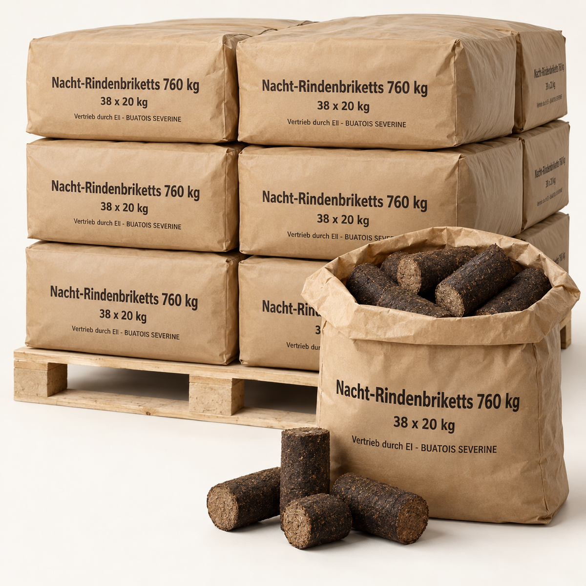 Nacht-Rindenbriketts 760 kg – Verpackungseinheiten