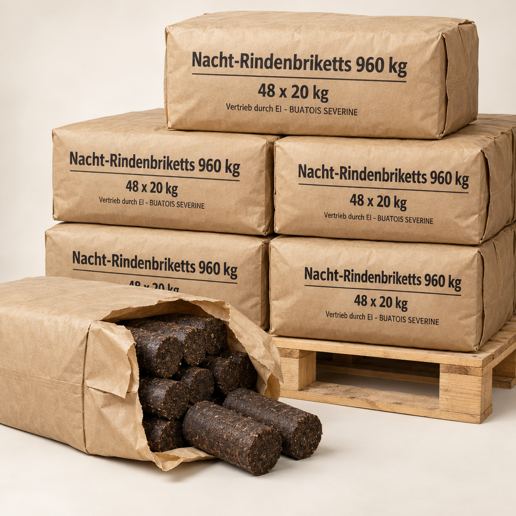 Nacht-Rindenbriketts 960 kg – Verpackungseinheiten