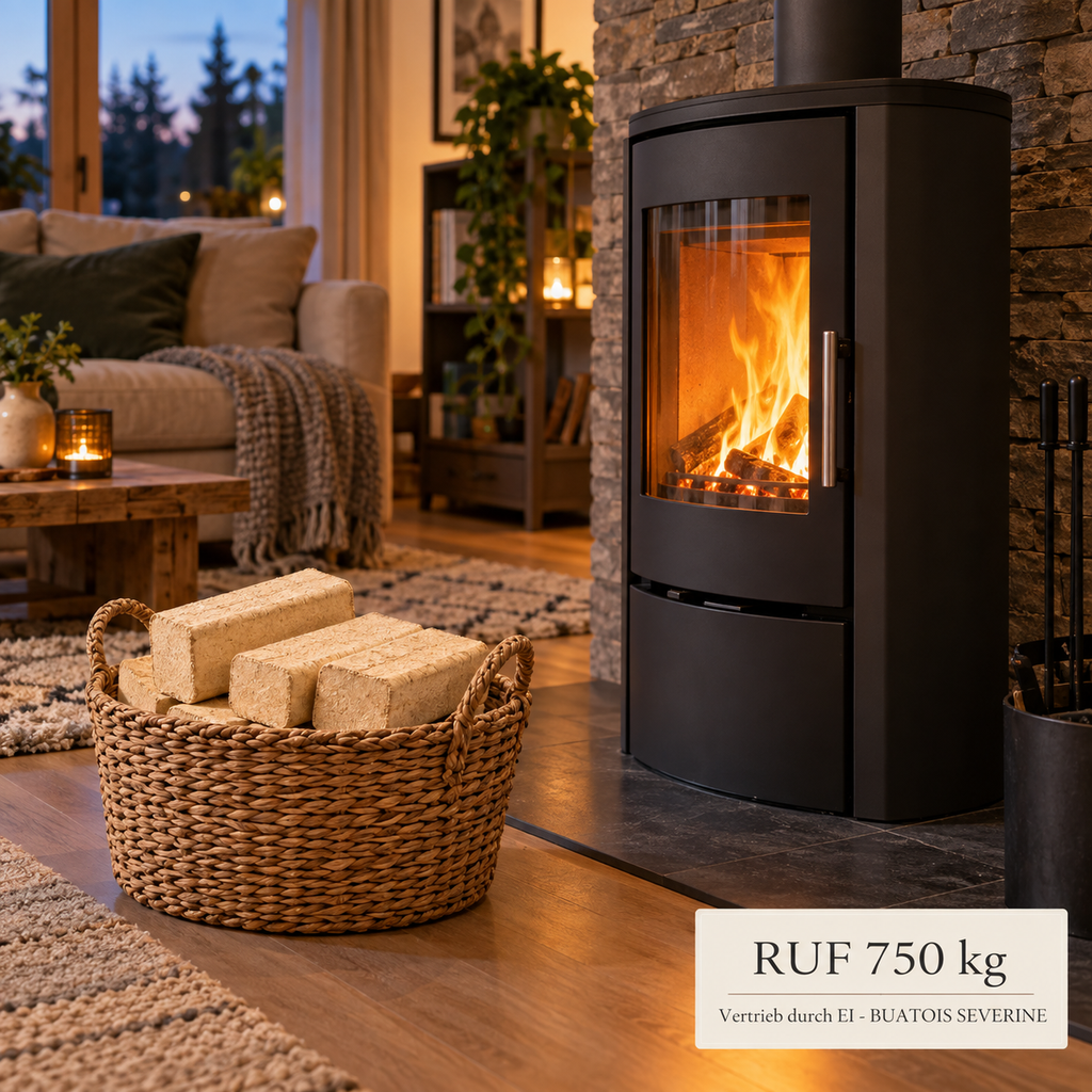 RUF Holzbriketts 750 kg – Verwendung im Holzofen