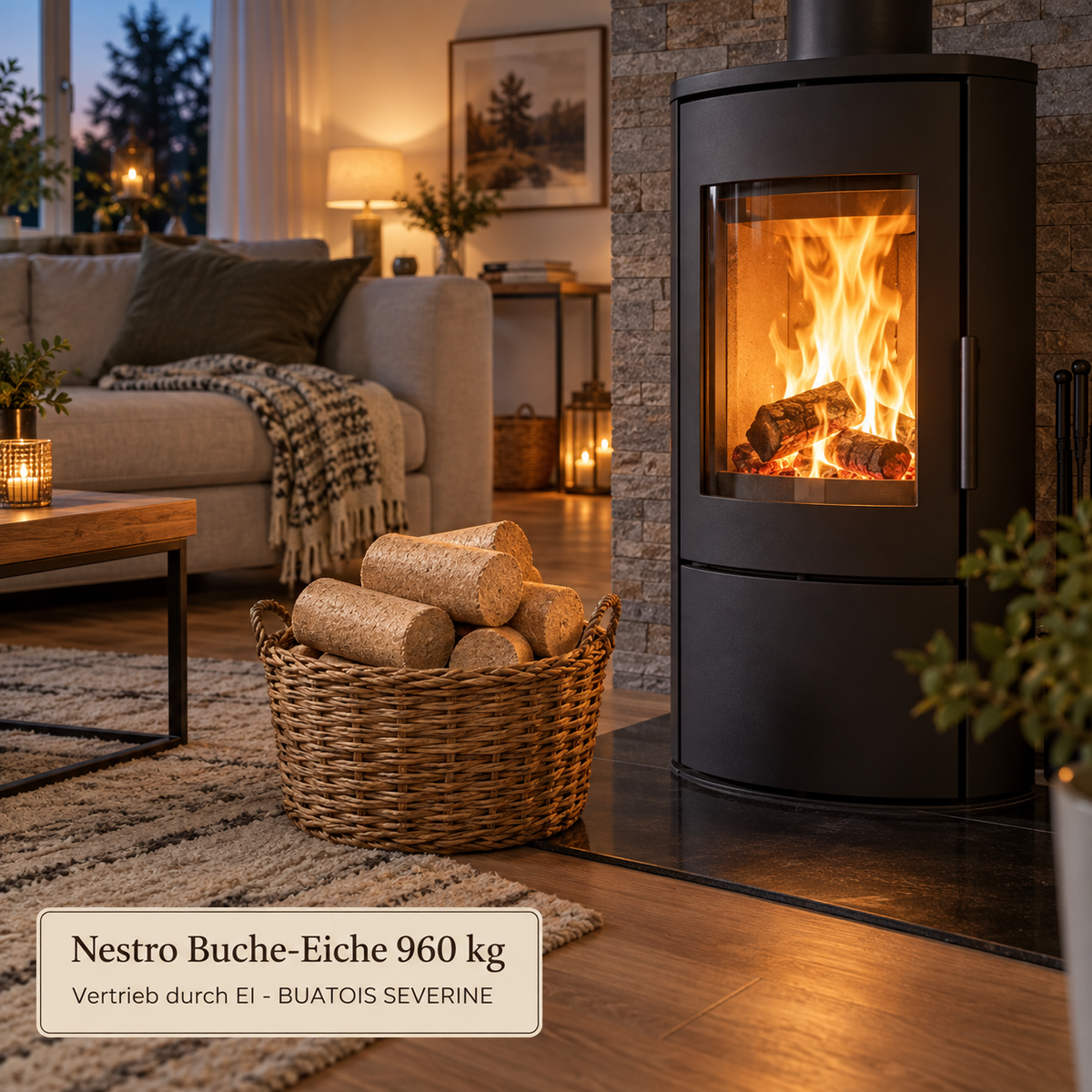 Nestro Buche-Eiche Holzbriketts 960 kg – Verwendung im Holzofen