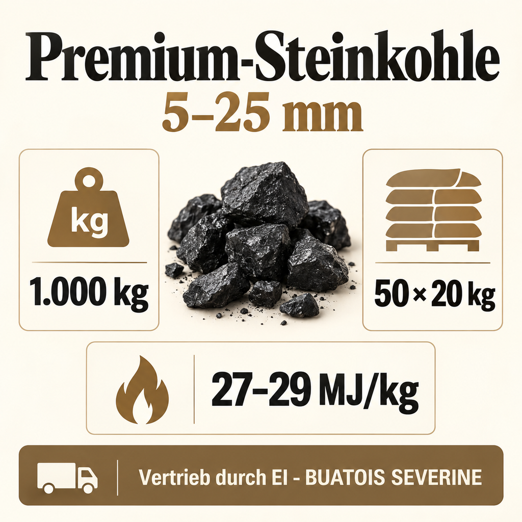 Premium-Steinkohle 5–25 mm – Palette 1.000 kg