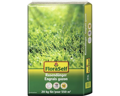 Engrais pour gazon FloraSelf 20 kg – Granulés à effet rapide pour un gazon dense et verdoyant