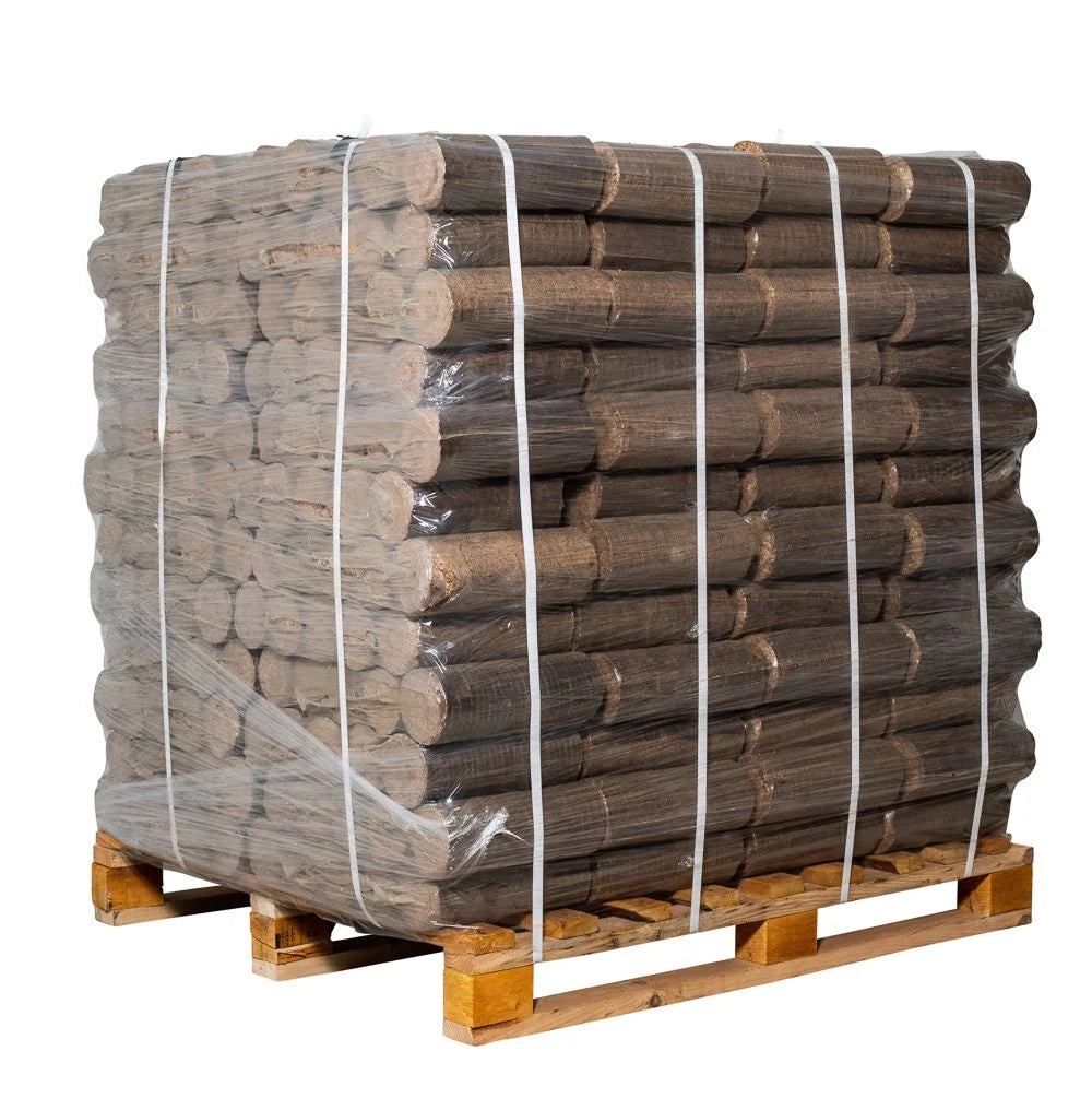 Briquettes de bois dur en chêne – Palette de 96 sacs (10 kg chacun)
