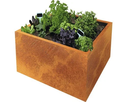 Bac à Plantes en Métal – 60 x 60 x 50 cm – Cache-pot en Acier Corten Résistant